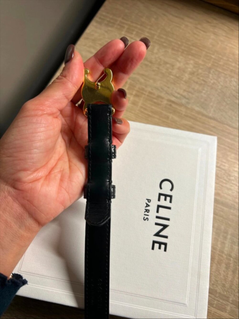 Celine Triomphe Leather Belt - Black - 2.5CM Wide - Size 90 - Picture 2 of 5